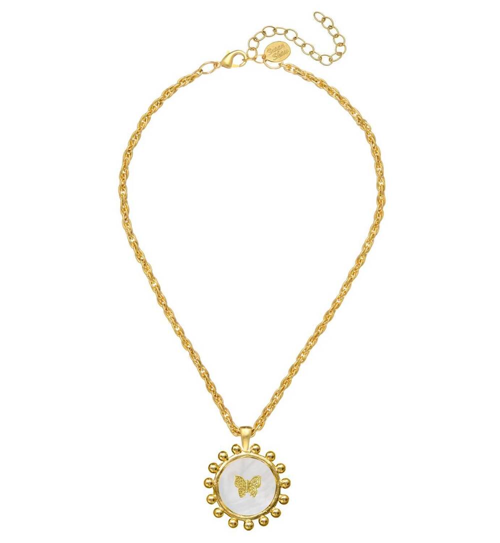 NEW SUSAN SHAW women's sophie butterfly necklace in gold